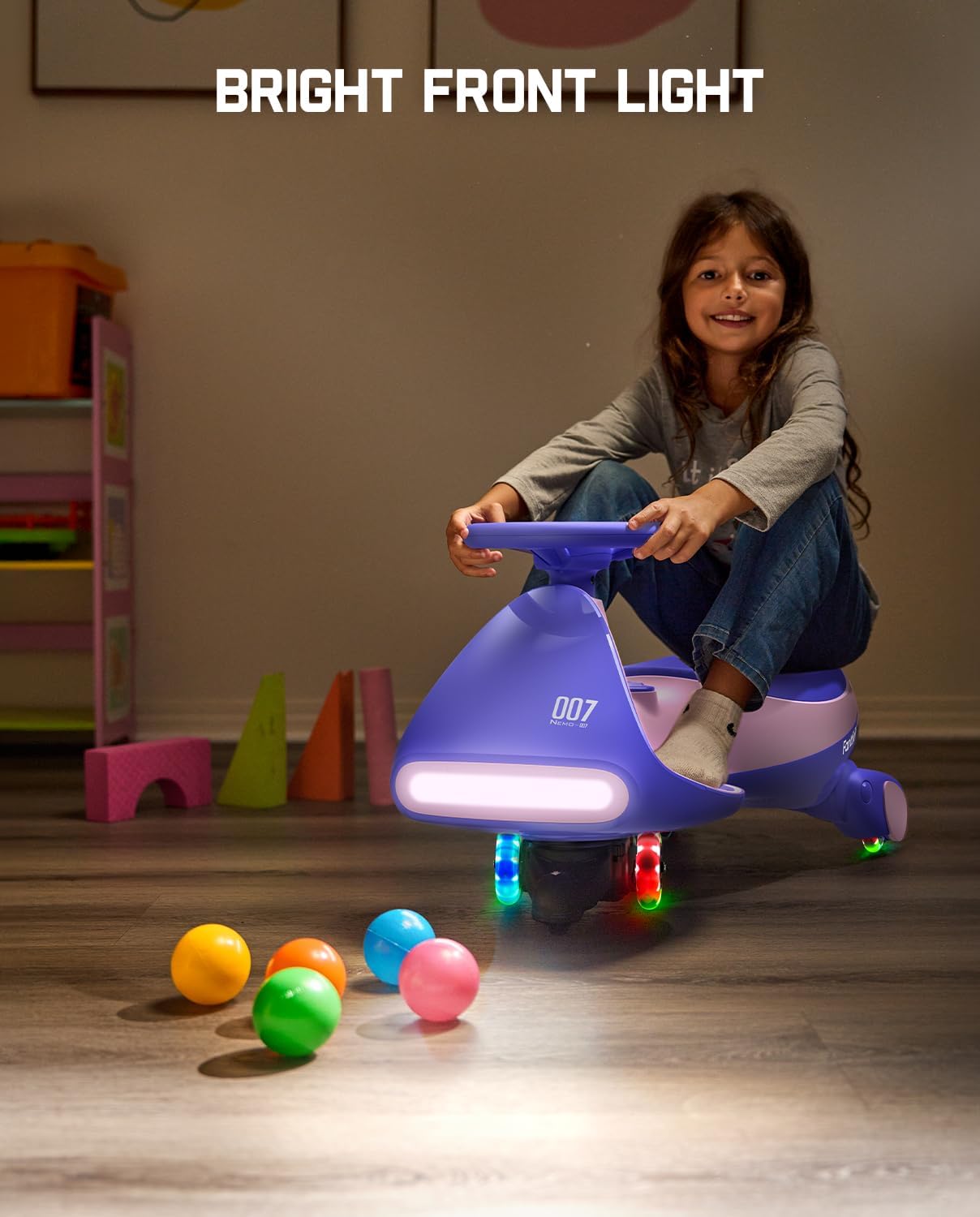 Electric wiggle Car for Kids -2Speeds, Lights & Music